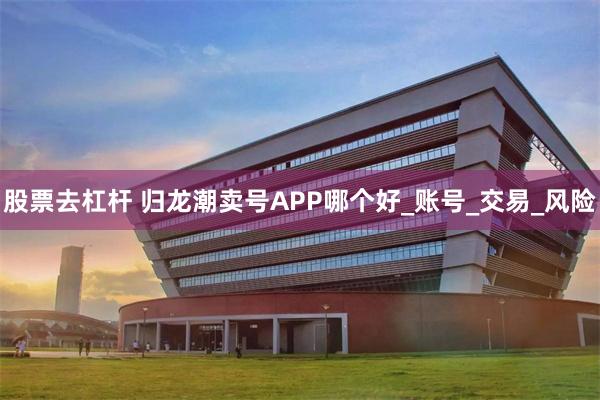 股票去杠杆 归龙潮卖号APP哪个好_账号_交易_风险