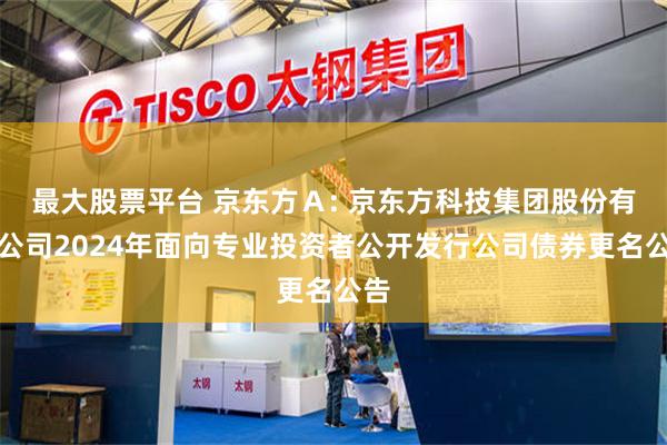最大股票平台 京东方A: 京东方科技集团股份有限公司2024年面向专业投资者公开发行公司债券更名公告