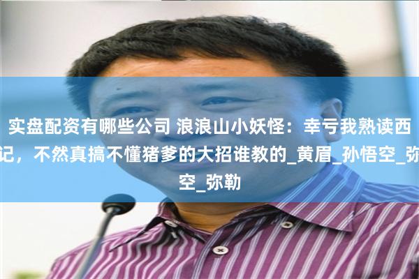 实盘配资有哪些公司 浪浪山小妖怪：幸亏我熟读西游记，不然真搞不懂猪爹的大招谁教的_黄眉_孙悟空_弥勒