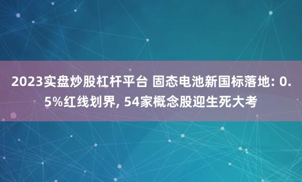 2023实盘炒股杠杆平台 固态电池新国标落地: 0.5%红线划界, 54家概念股迎生死大考
