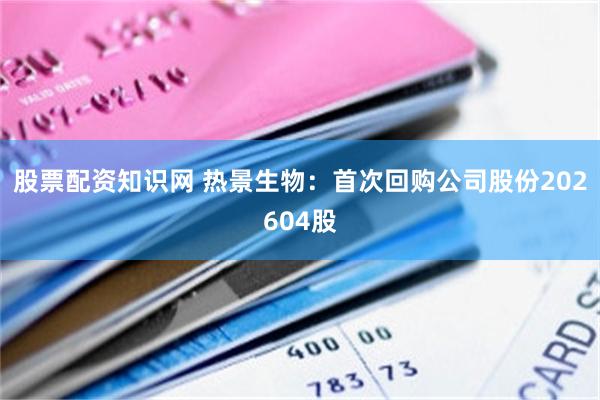 股票配资知识网 热景生物：首次回购公司股份202604股