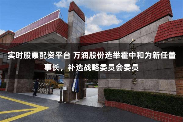 实时股票配资平台 万润股份选举霍中和为新任董事长，补选战略委员会委员