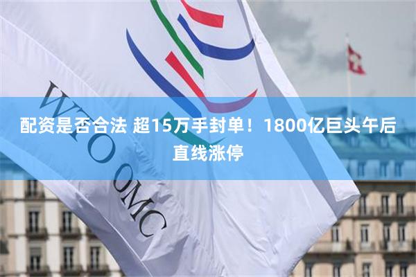 配资是否合法 超15万手封单!1800亿巨头午后直线涨停