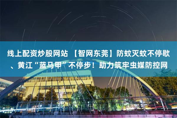 线上配资炒股网站 【智网东莞】防蚊灭蚊不停歇、黄江“蓝马甲”不停步！助力筑牢虫媒防控网