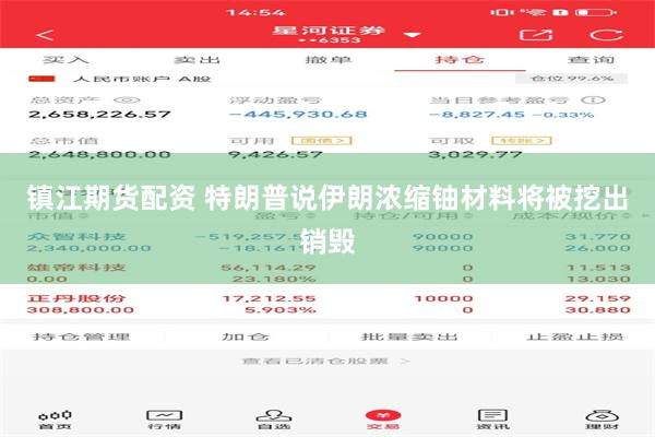 镇江期货配资 特朗普说伊朗浓缩铀材料将被挖出销毁