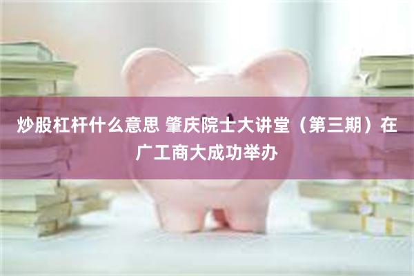 炒股杠杆什么意思 肇庆院士大讲堂（第三期）在广工商大成功举办