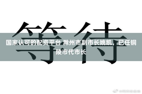 国家认可的配资平台 滁州市副市长姚凯，已任铜陵市代市长
