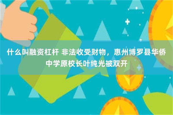 什么叫融资杠杆 非法收受财物，惠州博罗县华侨中学原校长叶纯光被双开