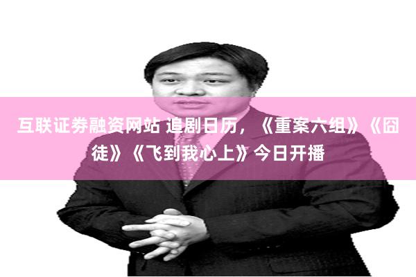 互联证劵融资网站 追剧日历，《重案六组》《囧徒》《飞到我心上》今日开播