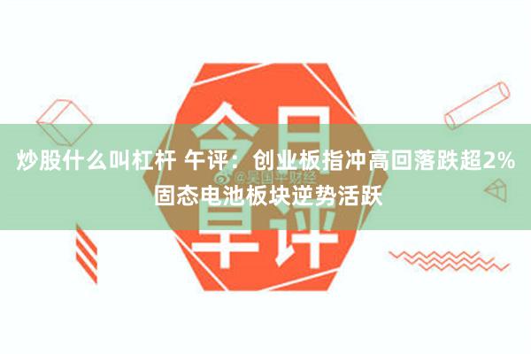 炒股什么叫杠杆 午评：创业板指冲高回落跌超2% 固态电池板块逆势活跃